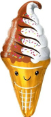 Шар фольга фигура Мороженое Вафельный рожок Шоколадный Белый 47'' 119см FL