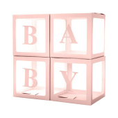 Коробка сюрприз для воздушных шаров 30х30х30см Baby Нежно-розовый (уп4)