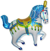 Шар фольга фигура Лошадь цирковая синяя 89х99см-132л 39" Fm