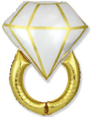 Шар фольга фигура Кольцо с бриллиантом белый золото 36'' 91см Fm 