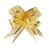 Бант бабочка 50мм текстиль Тонкие полосы Золото металлик 