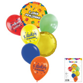 Шар фольга + латекс набор 7 в1 Конструктор Днем Рождения 7 воздушных шаров 1 набор