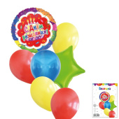 Шар фольга + латекс набор 7 в1 Торт С Днем рождения 7 воздушных шаров 1 набор