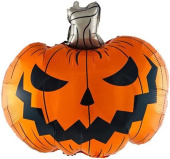 Шар фольга фигура Страшная тыква на Хэллоуин оранжевый 24" FL