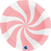 Шар фольга 36"/GR круг Леденец макарунс розовый белый