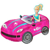 Шар фольга фигура Блондинка в розовой машине 36"/ 91см ВЗ