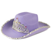 Шляпа фетр Кантри Гламур с пайетками и короной Фиолетовый