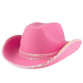 Шляпа фетр Кантри Розовый с блестками