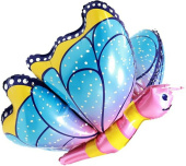 Шар фольга фигура 3D Бабочка голубой 30'' 76см FL