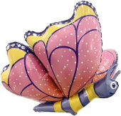 Шар фольга фигура 3D Бабочка розовый 30'' 76см FL