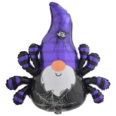 Шар фольга фигура Гном паук фиолетовый 30" 6см ВЗ
