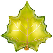 Шар фольга фигура Лист кленовый зеленый 23" 58см ВЗ