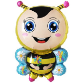 Шар фольга фигура Пчела улыбчивая золотая 30" 76см ВЗ