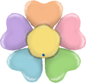 Шар фольга фигура Цветок Лепестки Сердечки разноцветный 31'' 79см GR