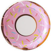 Тарелки бумага 180мм Сладкий Пончик Белый Розовое золото металлик (уп6)