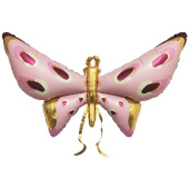 Шар фольга фигура Бабочка розовая с усиками 53" 134см ВЗ