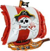 Шар фольга фигура Корабль пиратский красный 27'' 69см FL