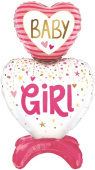 Шар фольга фигура на подставке AIR Сердца для девочки розовый 43'' 109см FL