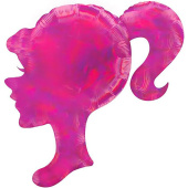 Шар фольга фигура Профиль девушки Розовый Голография 28'' 71см FL