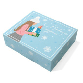 Коробка складная С Новым Годом Девушка с подарками 200х170х60мм