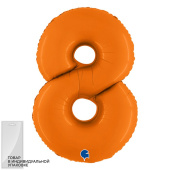Шар фольга Цифра 40''/GR Оранжевый Сатин 8