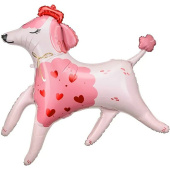 Шар фольга фигура Собака Пудель Розовый 33'' 84см FL