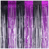 Занавес штора Дождик 100х200см металлик черный фиолетовый
