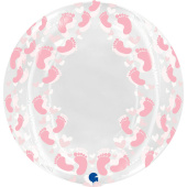 Шар фольга Сфера 3D Deco Bubble 19'' Ножка малышки прозрачный розовый кристалл