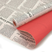 Бумага крафт рулон 0,70х10м Газета Экспресс черный шрифт белый красный коралловый 2ст