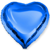 Шар фольга без рисунка 9'' сердце Синий с клапаном