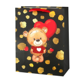 Пакет 3D Очаровательный медвежонок дизайн №2 с блестками 32х26х10см 1шт