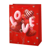 Пакет 41х30х12см Воздушные шары-сердечки дизайн №3 с блестками 1шт
