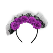 Ободок Цветы на Хэллоуин средние черный Фиолетовый 1шт