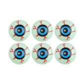 Украшение декор Страшные глаза флуоресцентные Белый Синий 3,2см уп6