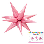 Шар фольга Звезда 3D составная 20" 50см Розовый 12 лучиков ВС