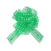 Бант шар 50мм текстиль Тонкие полосы Зеленый металлик 15см 1шт