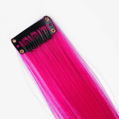 Прядь для волос цветная на заколке 5 гр Ярко-розовый 50х3,3см уп2