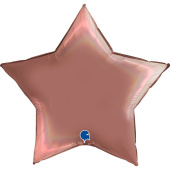 Шар фольга без рисунка 36'' звезда голография Розовое Золото GR