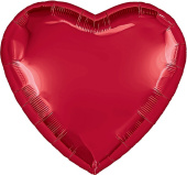 Шар фольга без рисунка 36''/AG сердце металлик Красный