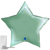 Шар фольга без рисунка 36'' звезда голография Тиффани GR