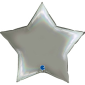 Шар фольга без рисунка 36'' звезда голография Серебро GR