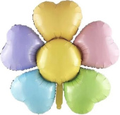 Шар фольга фигура Цветок Лепестки Сердечки Разноцветный FL 39'' 99см