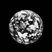 Шар фольга с рисунком Сфера 3D Bubble Бабблс 18''/46см/FL Белые бабочки прозрачный кристалл