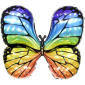 Шар фольга фигура Бабочка Яркая радуга голография 31'' 79см FL
