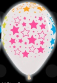 Шар латекс с рисунком 12"/Sp кристалл Звезды крупные НЕОН прозр (25/50шт)