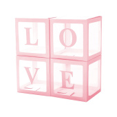 Коробки сюрприз для воздушных шаров 30х30х30см набор Love Нежно-розовый упак уп4