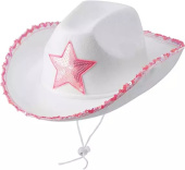 Шляпа фетр Кантри Гламур с розовой звездой Белый 1шт