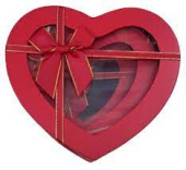 Коробка сердце с окошком Романтичное настроение красный 16х14х6см