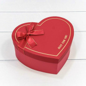 Коробка сердце с бантом Красный 22,2х19,5х9см