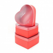 Коробка сердце с прозрачной крышкой Флора Красный 25,2х23х10см 1 штука